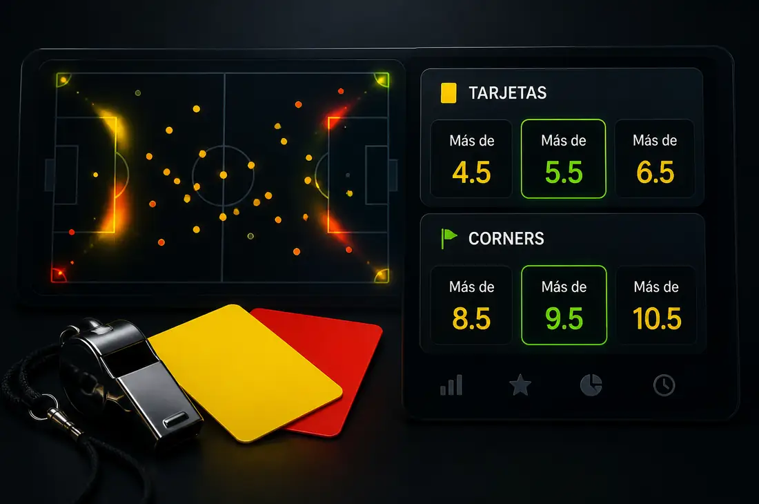 Mercados tarjetas y corners para apuestas fútbol
