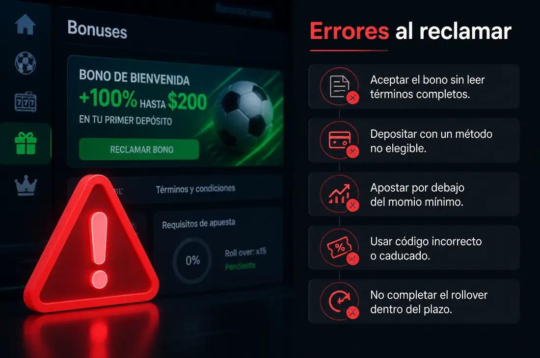 Errores comunes al reclamar bonos de fútbol